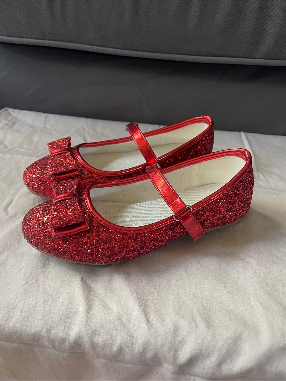 Parrosso Girls Red Glitter Mary Jane Dress Shoes with Bow size 1